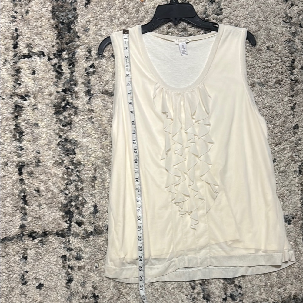PLUS SIZE Chico's Cream Ruffle Tank Top - Picture 6 of 9